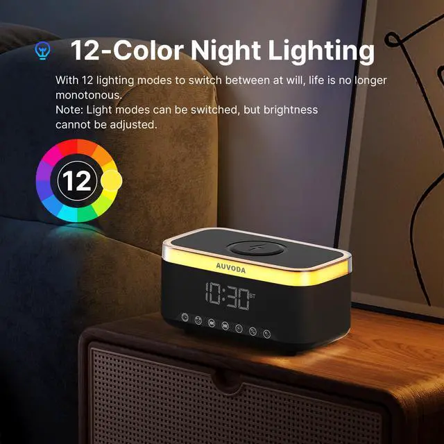 Alt view image 5 of 7 - S300 Bluetooth Speaker with Wireless Charging & LED Lights | 16 W Stereo, TWS Pairing, BT 5.3, Wake-Up Function, TF & AUX Inputs, 3600 mAh Battery, for Home, Office & Bedroom