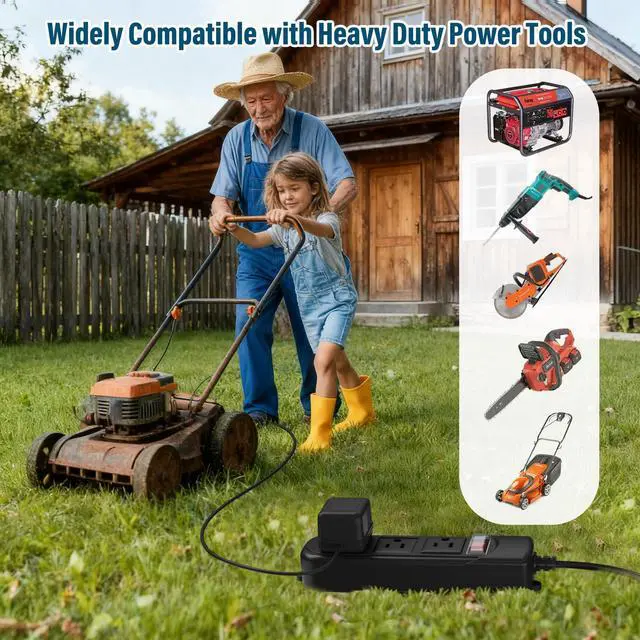 Alt view image 5 of 7 - Outdoor Power Strip Weatherproof 15 FT, IPX4 Waterproof 3 Outlets Extension Cord with 45° Flat Plug,Shockproof and Overload Protection,Wall Mountable for Camping, Holiday, Bathroom, Garden,Patio, ETL