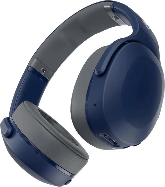Main image of Crusher Evo Wireless Bluetooth Headphones Blue/Grey, Multi-Sensory Bass, 40Hr Wireless, Noise Isolating Over-Ear, Mic for iPhone/Android, Extra 3ft USB-C to USB-C Charging Cable