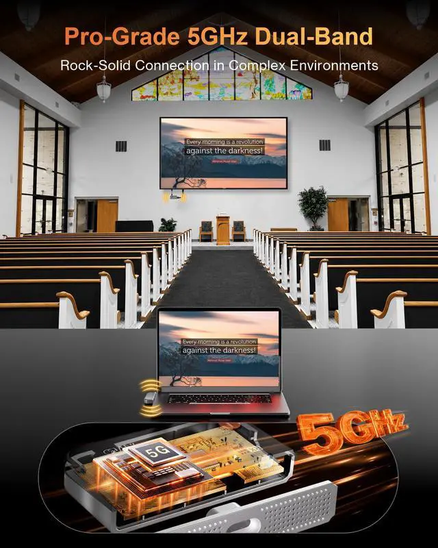 Alt view image 5 of 7 - Wireless HDMI Extender, USB-C Transmitter and Receiver | 328ft Range, 4K to 1080p@60Hz, 5GHz, Plug and Play, for USB-C Phones Laptops PCs Cameras, Streams to TV Projector Monitor