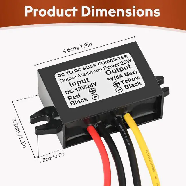 Alt view image 6 of 7 - DC 24V 12V to 5V 5A 25W Step Down Converter Buck Reduced Voltage Regulator Car Power Module Converter (2-Pack)