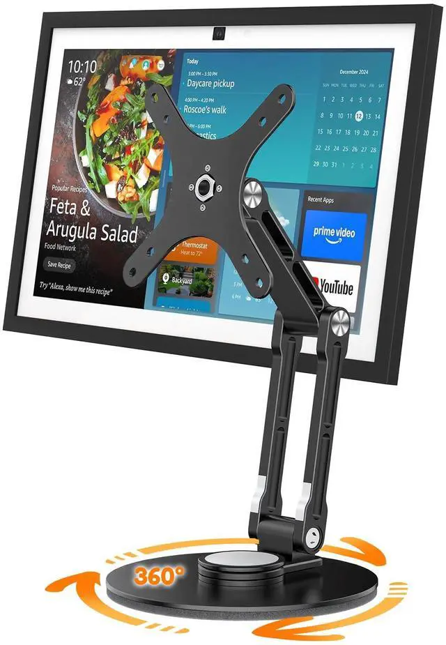 Main image of Swivel and Tilt Stand for Echo Show 15 (Gen 1, Gen 2), Portable Monitor Stand, Adjustable Angle and Height with 360° Rotation Bases, Switching Between Landscape and Portrait Screens (Black)
