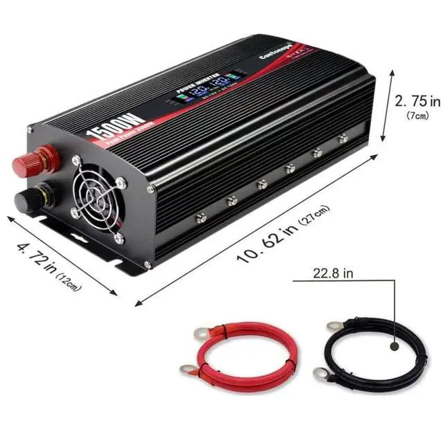 Alt view image 7 of 7 - 1500W Power Inverter 12V to 110V/120V Car Charger Converter | with LCD Display, 3.1A Dual USB Ports 2 AC Outlets Car Adapter for RV, Truck, Solar, Off-Grid, Vehicle