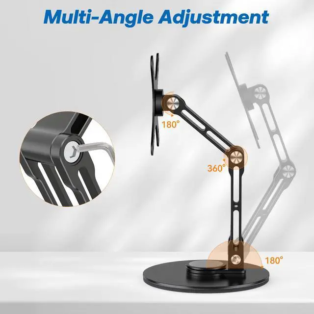Alt view image 7 of 7 - Swivel and Tilt Stand for Echo Show 15 (Gen 1, Gen 2), Portable Monitor Stand, Adjustable Angle and Height with 360° Rotation Bases, Switching Between Landscape and Portrait Screens (Black)