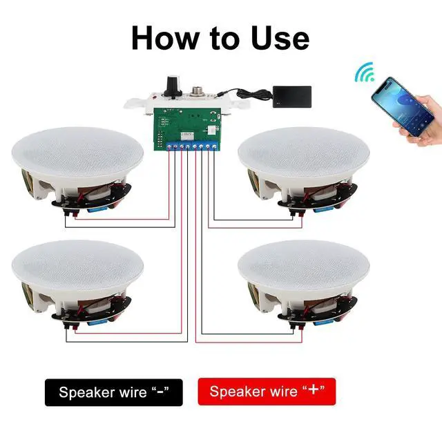 Alt view image 2 of 7 - 6.5 Inch Bluetooth Ceiling Speakers,600W 2-Way System with Wall Amplifier,for Home Theater, Living Room,Office,Kichten,Study Room,Basement,Covered Patio and Flush Mount (4 Speakers)