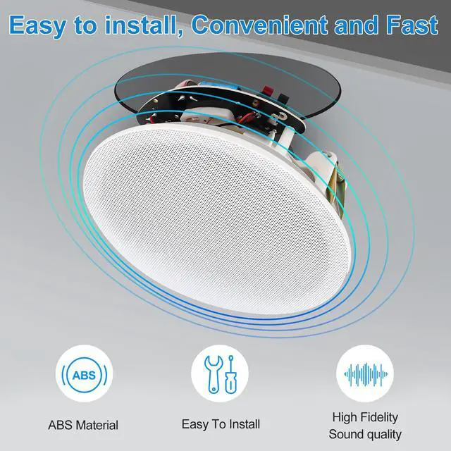 Alt view image 4 of 7 - 6.5 Inch Bluetooth Ceiling Speakers,600W 2-Way System with Wall Amplifier,for Home Theater, Living Room,Office,Kichten,Study Room,Basement,Covered Patio and Flush Mount (4 Speakers)