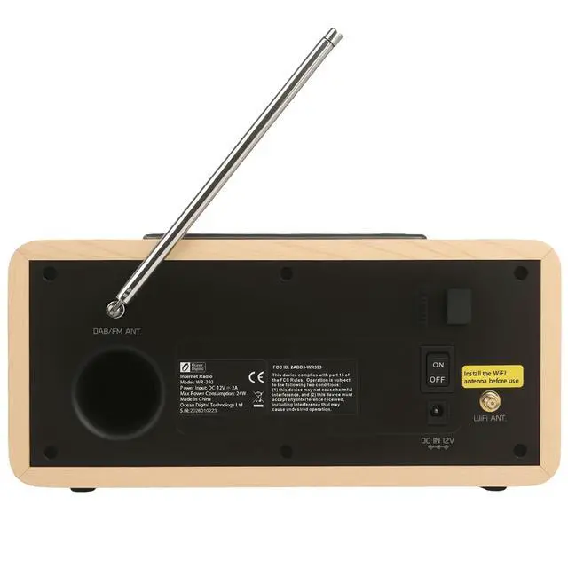 Alt view image 2 of 7 - Ocean Digital WR-393 WiFi Internet Radio with FM, Podcast, Bluetooth Speaker, 3.5" Color Display, 30,000+ Stations, UPnP/DLNA Streaming, Dual Alarm Clock, Sleep Timer, Remote Control, Mains Powered