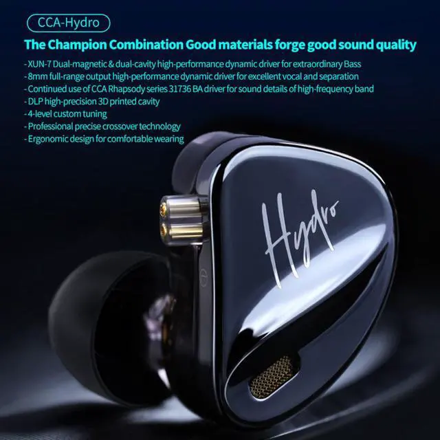 Alt view image 2 of 7 - Hydro in Ear Monitor Headphones with 4 Tuning Switches, 2DD 8BA Hybrid Driver Gaming Earbuds, HiFi Bass IEM Earphones for Musicians Singers Audio Engineers Audiophile Dj Drummers