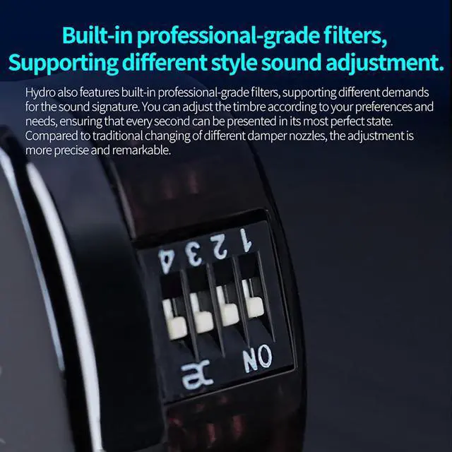 Alt view image 7 of 7 - Hydro in Ear Monitor Headphones with 4 Tuning Switches, 2DD 8BA Hybrid Driver Gaming Earbuds, HiFi Bass IEM Earphones for Musicians Singers Audio Engineers Audiophile Dj Drummers