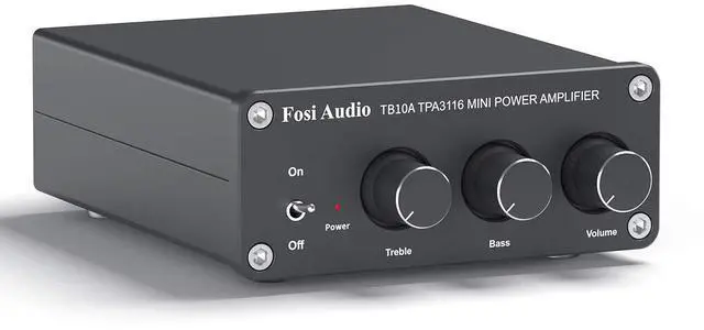 Main image of TB10A 2 Channel Stereo Audio Amplifier Receiver Mini Hi-Fi Class D Integrated Amp 2.0CH for Home Speakers 100W x 2 with Bass and Treble Control TPA3116(with Power Supply)
