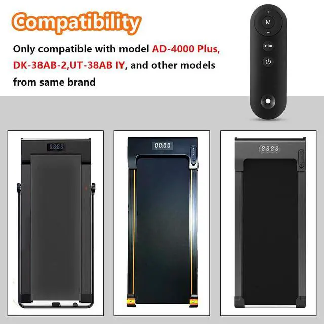 Alt view image 2 of 7 - Upgraded Treadmill Remote Control for AD-4000 Plus, DK-38AB-1, DK-38AB-2, UT-38AB IY Under Desk Treadmill.Walking Pad Remote Replacement for Home Small Under Desk Treadmill