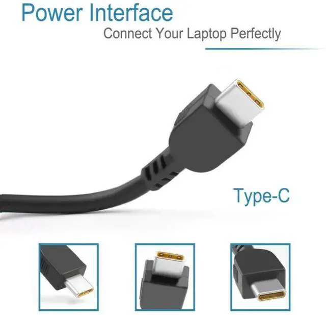 Alt view image 3 of 7 - 45W USB Type C AC Adapter Compatible wiht Lenovo Chromebook C330 300e 100e 500e N23 Yoga, Lenovo ThinkPad T480 T480s T580 2nd Gen MTK AST Type-C 20V 2.25A 45Watt Laptop Power Charger
