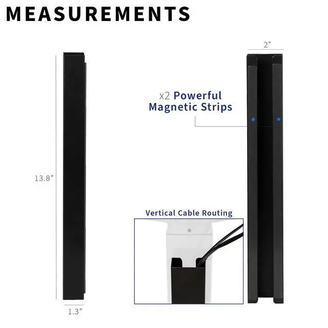 Alt view image 3 of 7 - Black 14 inch Cable Management Channel for Desk Leg, DESK-AC01-1MB | Magnetic Steel Design, Under Desk No Drill Cord Organizer, For Home and Office