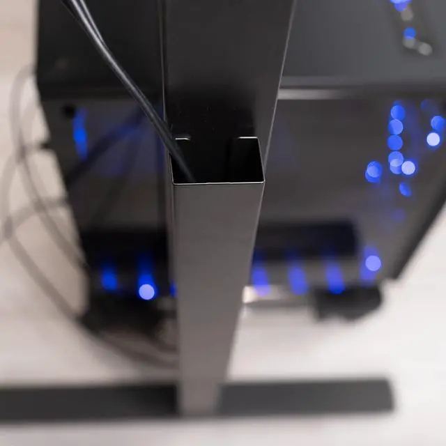 Alt view image 6 of 7 - Black 14 inch Cable Management Channel for Desk Leg, DESK-AC01-1MB | Magnetic Steel Design, Under Desk No Drill Cord Organizer, For Home and Office