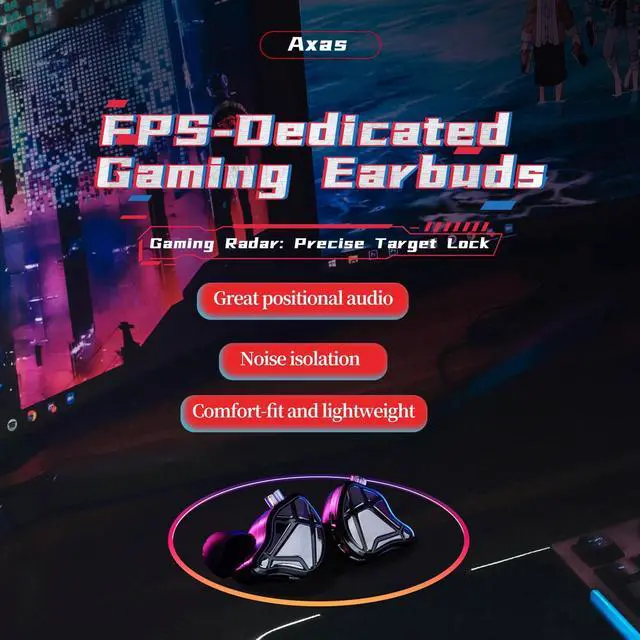 Alt view image 2 of 7 - Axas USB C DSP Gaming Earbuds with Mic for FPS Gamers | HiFi IEM, 360 spatial sound, noise isolation, low profile fit, USB C to A extension cable, for smartphone/tablet