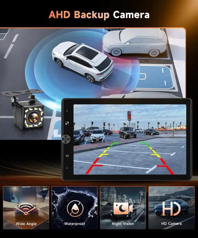 Alt view image 4 of 7 - 10.4'' Single Din Car Stereo with Wireless CarPlay Android Auto, HD Rotation Touchscreen Radio with Bluetooth, USB, Mirror Link, SWC, Car Play, FM/RDS Radio, Backup Camera