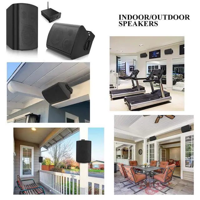Alt view image 3 of 7 - 5.25 Inch Outdoor Speakers with Bluetooth Amplifier, Black | All-Weather Durability, Stereo Receiver, Broad Sound Coverage, Speed-Lock Mounting System