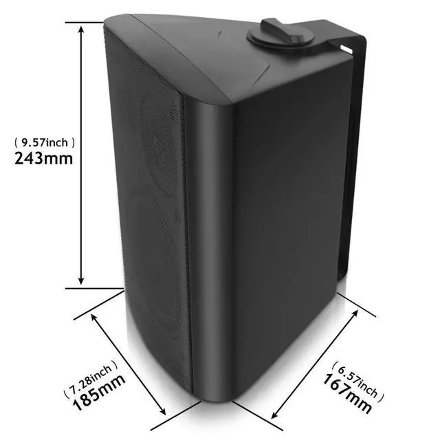 Alt view image 7 of 7 - 5.25 Inch Outdoor Speakers with Bluetooth Amplifier, Black | All-Weather Durability, Stereo Receiver, Broad Sound Coverage, Speed-Lock Mounting System