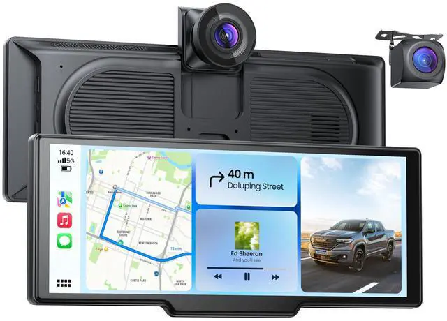 Main image of 9.26" Portable CarPlay Screen for Apple Carplay & Android Auto with 4K Dash Cam & HD Backup Camera, Wireless Car Play with Strongest Bluetooth 5.2, OTA Updates, Voice Control, GPS Navigation