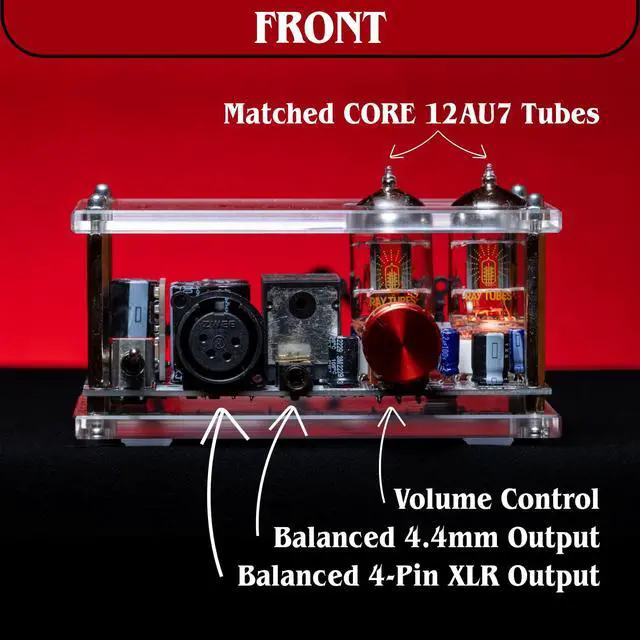 Alt view image 4 of 7 - Gremlin Headphone Amp Headphone Tube Amplifier,Class A Balanced Tube Amp,Replaceable Tubes 12au7,6922/XLR,4.4mm Balanced Interface.Amp for HiFi Desktop Speakers,Loved By Audio Enthusiasts