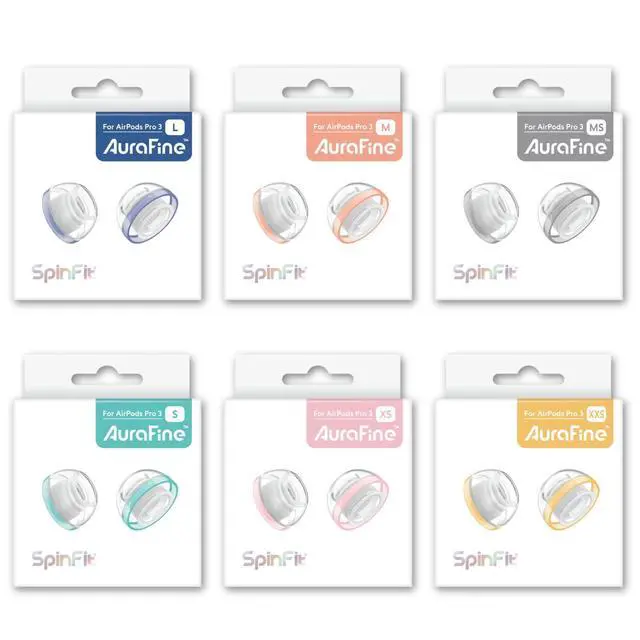 Alt view image 4 of 5 - AuraFine for AirPods Pro 3 Patented Silicone Ear Tips and Adapters with Aura-Rib Dual-Density Core for Dynamic Stability and Enhanced Comfort (one Pair)(Ear Tips Installed) (M)