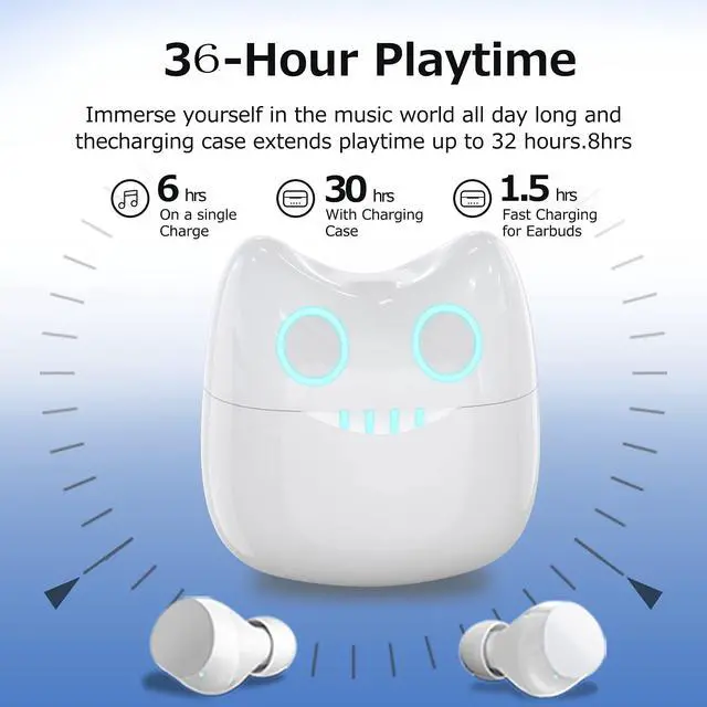 Alt view image 2 of 7 - Wireless Earbuds for Kids, Headphones with Cute Panda Charging Case with Mic, Noise Cancelling,Typ-C, 3D Stereo Waterproof Bluetooth buds for Sport & Outwork,3 x ear caps(S,M,L)
