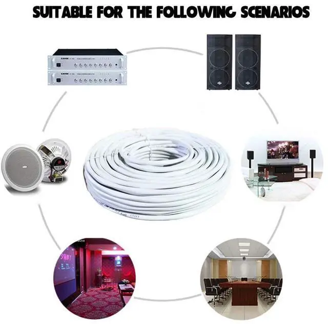 Alt view image 6 of 7 - 100Feet 16AWG 2 Conductor Speaker Wire 16/2 100Ft 99.9% Oxygen Free Copper ETL Listed & CL3 Indoor Speaker Cable White