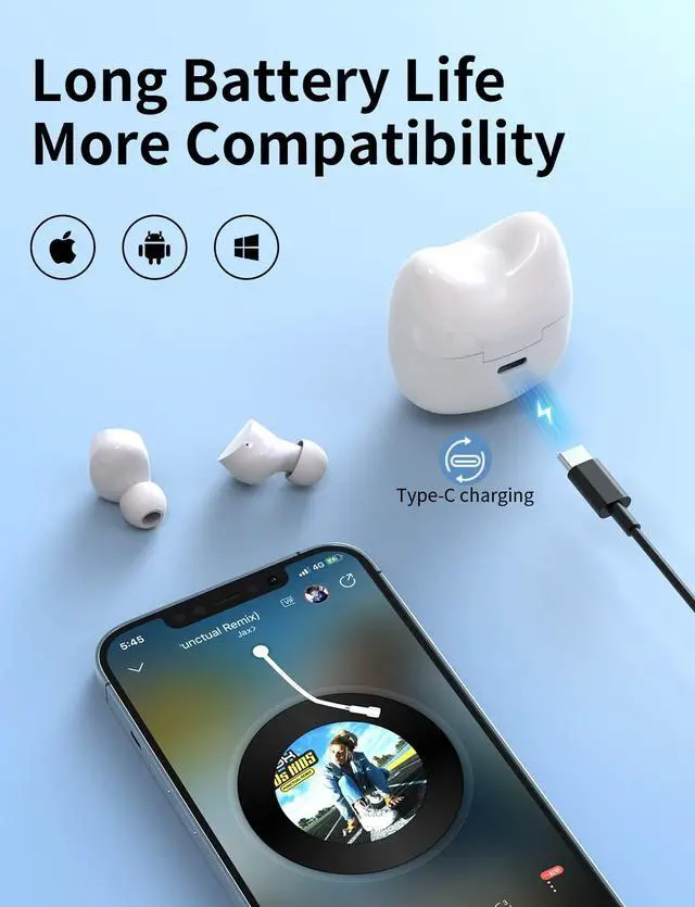 Alt view image 5 of 7 - Wireless Earbuds for Kids, Headphones with Cute Panda Charging Case with Mic, Noise Cancelling,Typ-C, 3D Stereo Waterproof Bluetooth buds for Sport & Outwork,3 x ear caps(S,M,L)