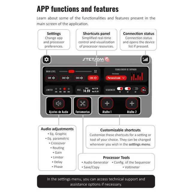 Alt view image 7 of 7 - STX 2436 Bluetooth DSP PRO - Digital Signal Processor, DSP PRO, Equalizer, Exclusive APP, Band Graphic, High Precision Crossover, Filters, Voltmeter, Limiter, Digital Audio Processor