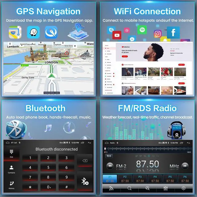 Alt view image 4 of 6 - Car Stereo for Mitsubishi Lancer 2008-2017 Wireless CarPlay Android Auto | 10 Inch HD Touch Screen with 2+64G storage, Lancer Radio with 5Ghz WiFi GPS Bluetooth FM/RDS EQ SWC Backup Camera MIC