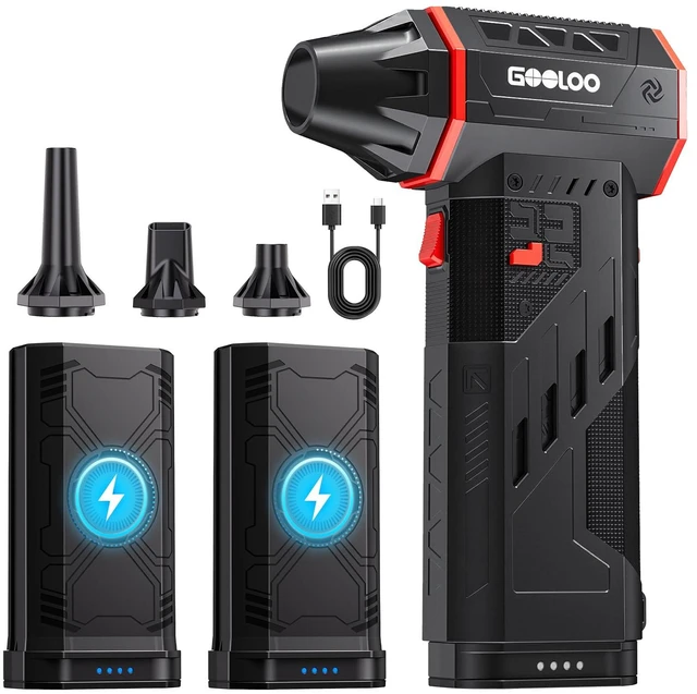 Main image of F5 Compressed Air Duster, 2 Swappable and Removable Batteries 180,000RPM Brushless Motor Electric Air Duster, 3-Gear Adjustable Hand Held Blower with 4 Nozzles for PC, Car, Home Camping