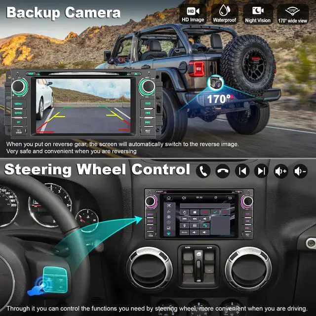 Alt view image 7 of 7 - Car Radio with CD/DVD Player for Dodge RAM 1500 2500 3500 (2009-2012), for Jeep Wrangle/Unlimited (2007-2015), 7 Inch Touch Screen Car Stereo with Carplay& Android Auto, Bluetooth & GPS,FM/AM Radio