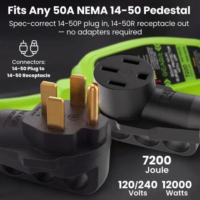 Alt view image 2 of 7 - 50 Amp RV Surge Protector with WiFi and App Support - Real Time Monitor V/A/W, NEMA 14-50P/R 7200J, Waterproof Outdoor for RV Camper Travel Trailer