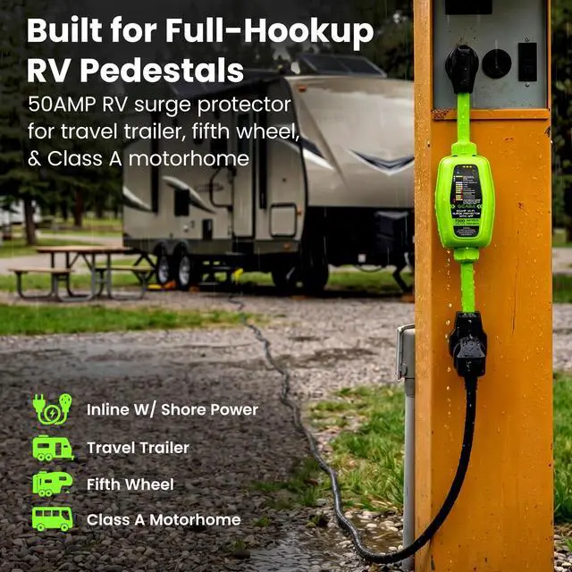 Alt view image 5 of 7 - 50 Amp RV Surge Protector with WiFi and App Support - Real Time Monitor V/A/W, NEMA 14-50P/R 7200J, Waterproof Outdoor for RV Camper Travel Trailer
