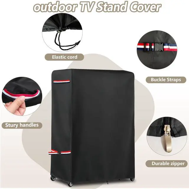 Alt view image 3 of 7 - Outdoor TV Cover 48 Inch Weatherproof,With Zipper 600 Heavy-Duty Waterproof Dustproof Outdoor TV Stand Covers For Mobile TV Carts With Floor Stand Base (For 45-50 Inch Mobile TV Cart)