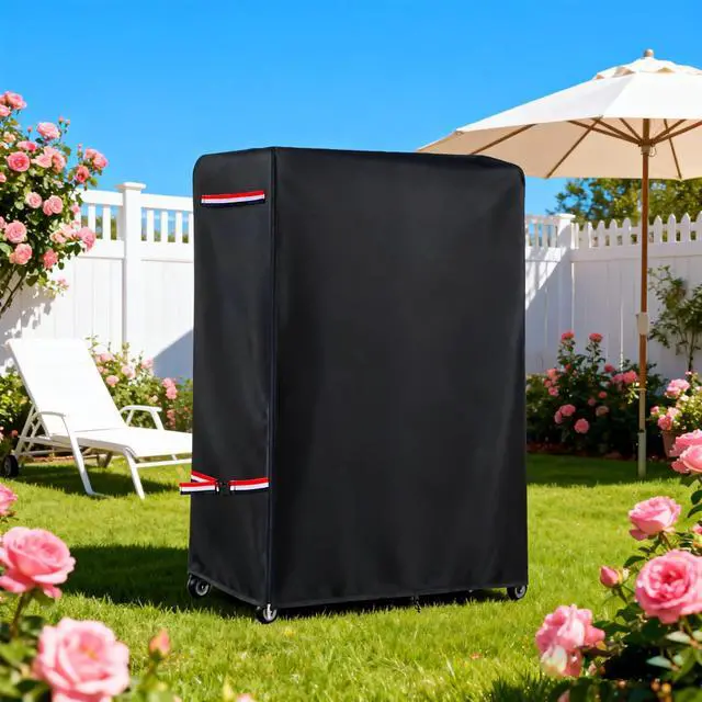 Alt view image 7 of 7 - Outdoor TV Cover 48 Inch Weatherproof,With Zipper 600 Heavy-Duty Waterproof Dustproof Outdoor TV Stand Covers For Mobile TV Carts With Floor Stand Base (For 45-50 Inch Mobile TV Cart)