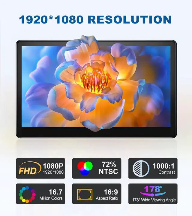 Alt view image 2 of 6 - Industrial Touchscreen Monitor 13.3 inch, FHD 1920×1080 IPS Laptop Touch Monitor HDMI VGA Display Support VESA Mount Compatible with Laptops PC Mac (13.3 Inch)