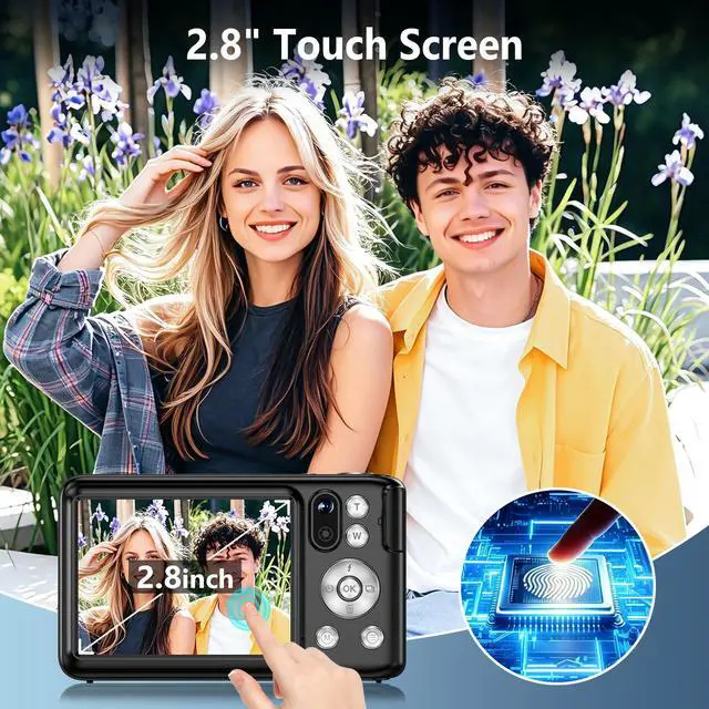 Alt view image 4 of 7 - 5K Digital Camera for Photography WiFi 64MP Autofocus Dual Lens, Black | 6X Optical Zoom Vlogging Camera with 2.8" Touch Screen, Compact Digital Cameras for YouTube, 32GB Card,2Batteries