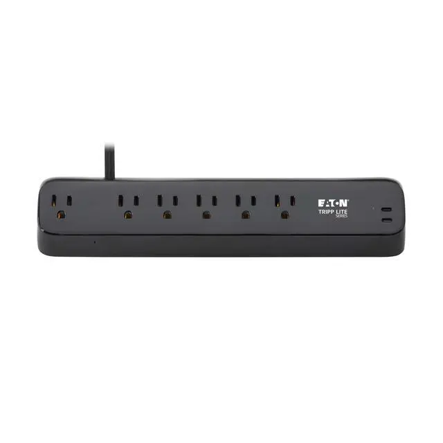 Alt view image 7 of 7 - Eaton series Desk Clamp Power Strip Surge Protector, 6-Outlets, 2x 30W USB-C Charging Ports, 900 Joules, 10ft Braided Flat Extension Cord, Manufacturer's (TLP610U30CLAMPB)