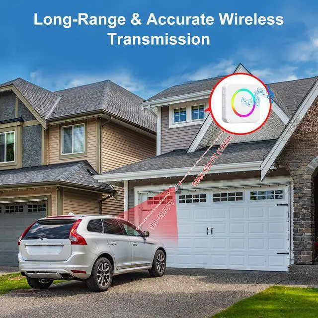 Alt view image 3 of 7 - Wireless Driveway Alarm - Motion Sensor Door Chime Motion Detector | 58 Melodies & 500FT Range, Business Entry Alert, Elderly Care