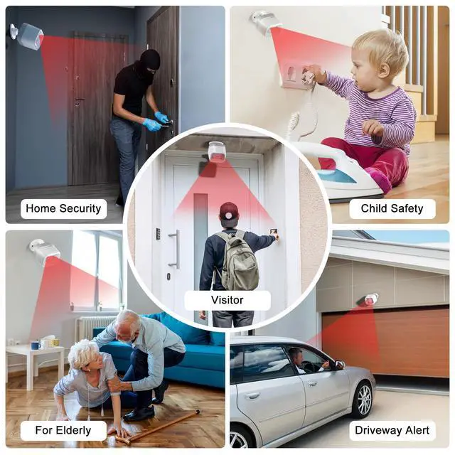 Alt view image 6 of 7 - Wireless Driveway Alarm - Motion Sensor Door Chime Motion Detector | 58 Melodies & 500FT Range, Business Entry Alert, Elderly Care