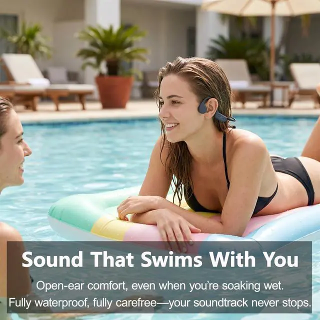 Alt view image 4 of 7 - Swimming Headphones Bone Conduction Headphones Bluetooth IPX8 Waterproof | Waterproof Earbuds for Swimming,Open Ear Earphones with MP3 Mode 32GB,8H Play Bluetooth 5.4 Ear Buds Secure Fit for Running