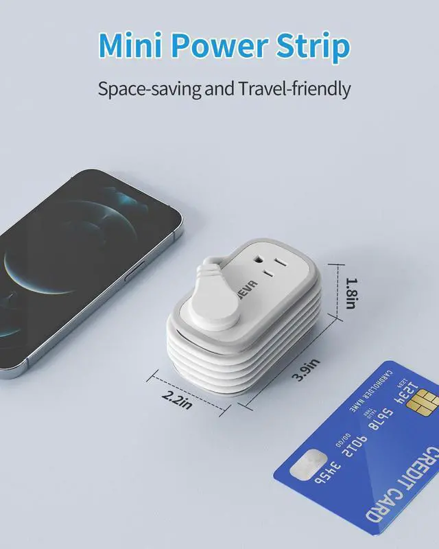 Alt view image 3 of 7 - Travel Power Strip, 5FT Extension Cord, Retractable USB C Cable | 2 AC Outlets 3 USB Ports (1 USB C), Flat Plug, Small Portable, Travel Accessories, Cruise Ship Essentials