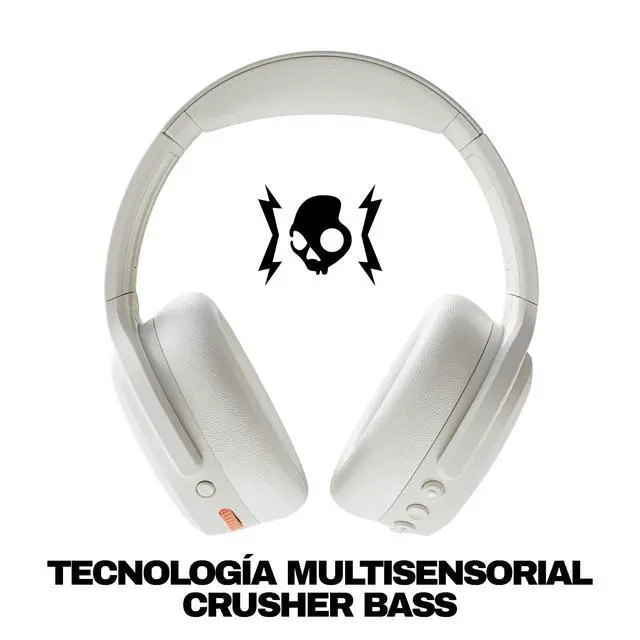 Alt view image 2 of 7 - Crusher ANC 2 Wireless Over-Ear Bluetooth Headphones with Extra USB-C Charging Cable, Multi-Sensory Bass, Active Noise Cancelling, 60 Hours Battery, Microphone iPhone Android - Bone