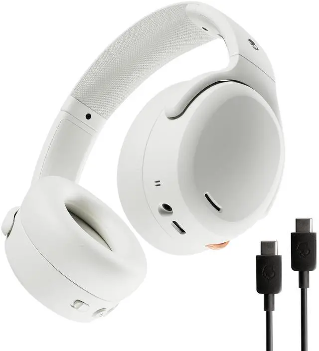 Main image of Crusher ANC 2 Wireless Over-Ear Bluetooth Headphones with Extra USB-C Charging Cable, Multi-Sensory Bass, Active Noise Cancelling, 60 Hours Battery, Microphone iPhone Android - Bone