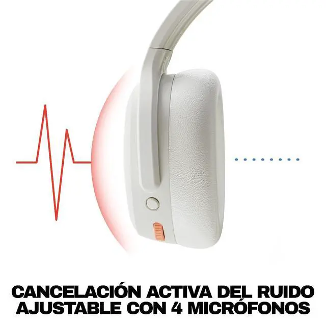 Alt view image 4 of 7 - Crusher ANC 2 Wireless Over-Ear Bluetooth Headphones with Extra USB-C Charging Cable, Multi-Sensory Bass, Active Noise Cancelling, 60 Hours Battery, Microphone iPhone Android - Bone