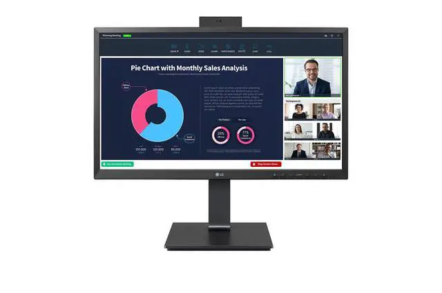 Alt view image 2 of 7 - Electronics 24BP75CP-B 24 Inch Professional PC Screen - IPS Panel FHD (1920x1080), 5ms GtG 75Hz, Stand with Multiple Settings, Speakers, Webcam (2MP) and Built-in Microphone, USB-C (65W)