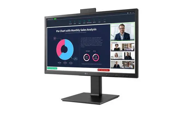 Alt view image 4 of 7 - Electronics 24BP75CP-B 24 Inch Professional PC Screen - IPS Panel FHD (1920x1080), 5ms GtG 75Hz, Stand with Multiple Settings, Speakers, Webcam (2MP) and Built-in Microphone, USB-C (65W)