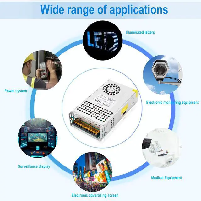Alt view image 7 of 7 - 24V 25A 600W DC Switching Power Supply, Universal Regulated Switching AC110V/220V (SMPS), 24 Volt Power Supply for 3D Printer, CCTV Camera Security System,Computer Project