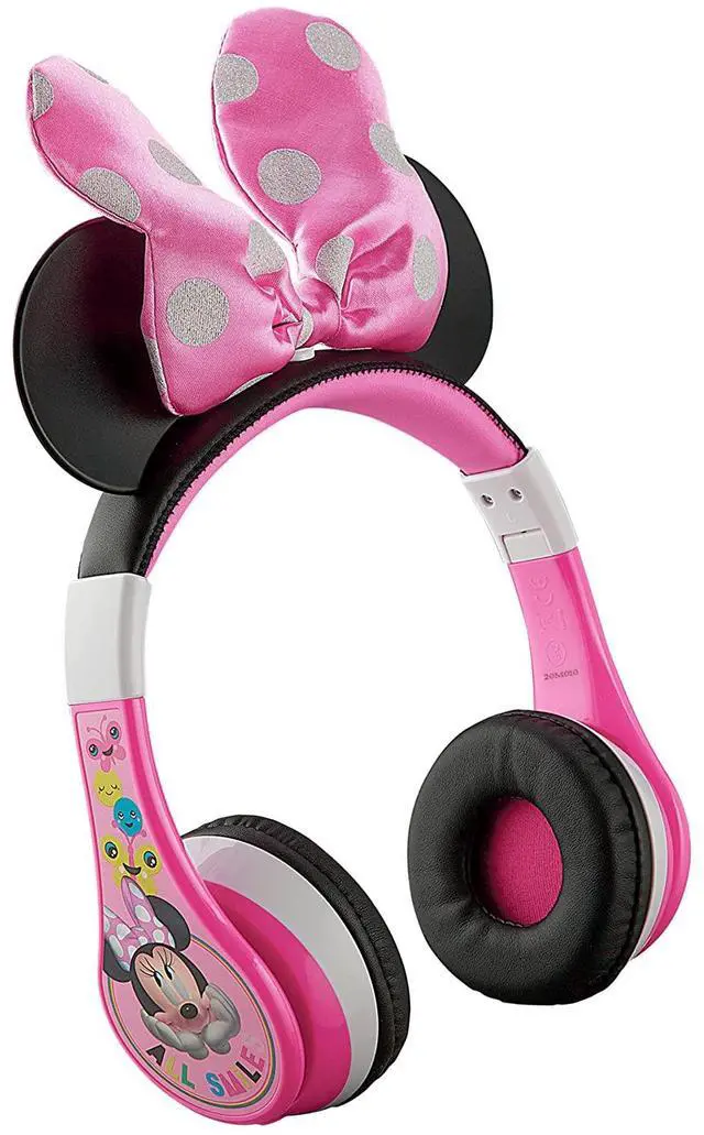 Main image of Minnie Mouse Kids Bluetooth Headphones, Wireless with Microphone Includes Aux Cord, Volume Reduced Foldable Headphones for School, Home, or Travel, Pink